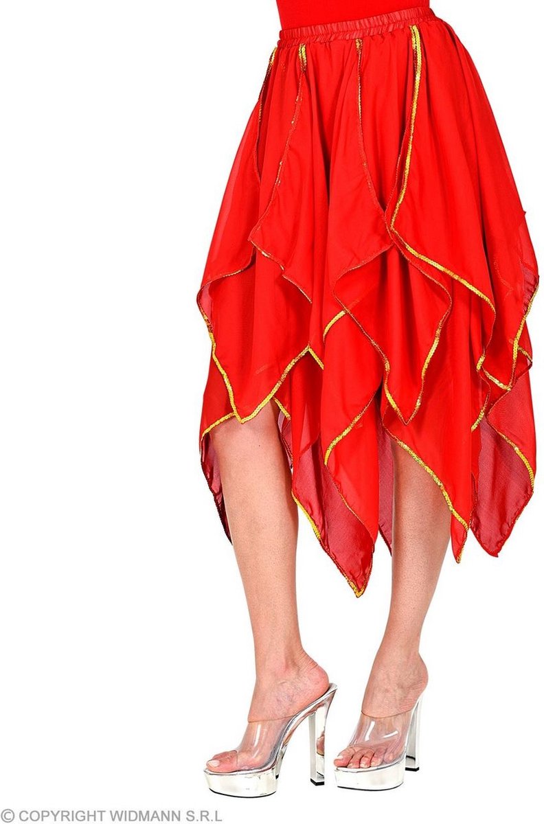 1001 Nacht & Arabisch & Midden-Oosten Kostuum | Zwierige Rode Rok Van Chiffon Vrouw | One Size | Halloween | Verkleedkleding